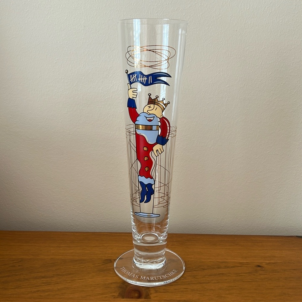 Ritzenhoff “King with Flag” Pilsner Glass designed by Thomas Marutschke